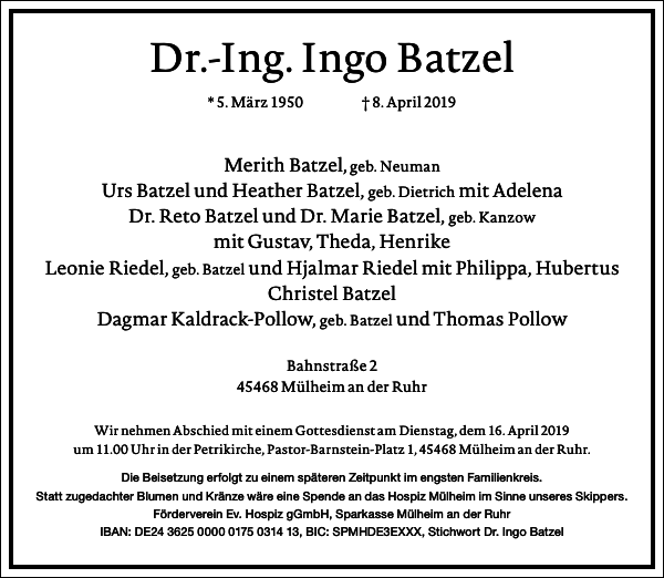 Dr.-Ing. Ingo Batzel Dr.-Ing. Ingo Batzel