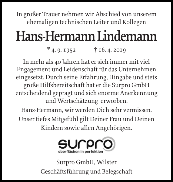 HansHermann Lindemann Gedenken Norddeutsche Rundschau