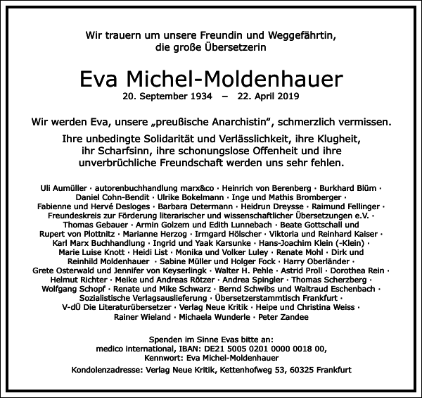 Eva Michel-Moldenhauer Eva Michel-Moldenhauer
