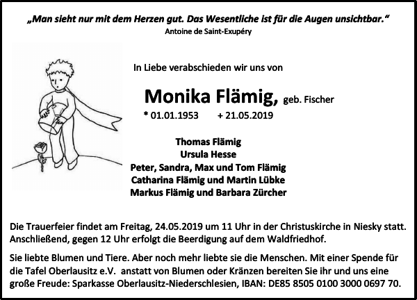 Monika Flämig Traueranzeige Sächsische Zeitung