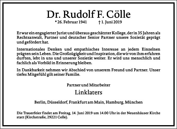 Rudolf F. Cölle Rudolf F. Cölle
