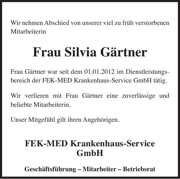 Frau Silvia Gärtner Gedenken Holsteinischer Courier