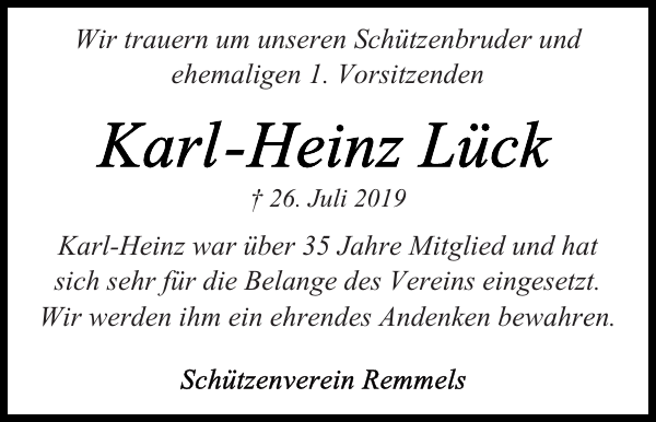 KarlHeinz Lück Gedenken Landeszeitung