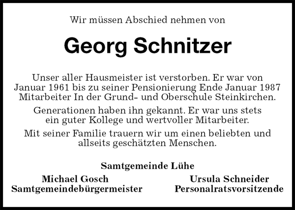 Schnitzer Nachruf Stader Tageblatt