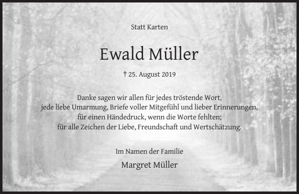 Ewald Müller Traueranzeige Remscheider GeneralAnzeiger