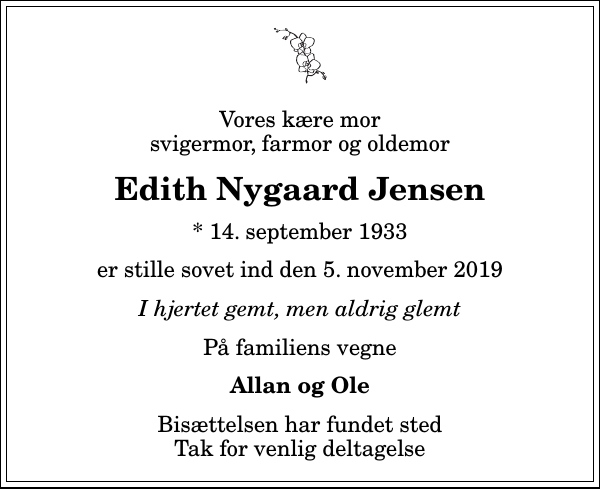 Edith Nygaard Jensen : afdøde.dk