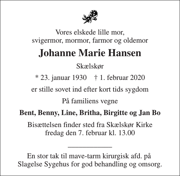 Johanne Marie Hansen : afdøde.dk