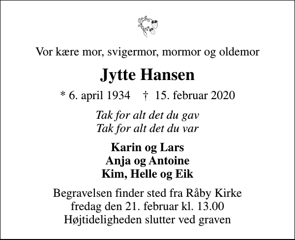 Jytte Hansen : afdøde.dk