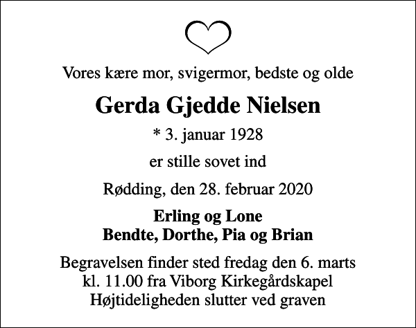 Gerda Gjedde Nielsen : afdøde.dk