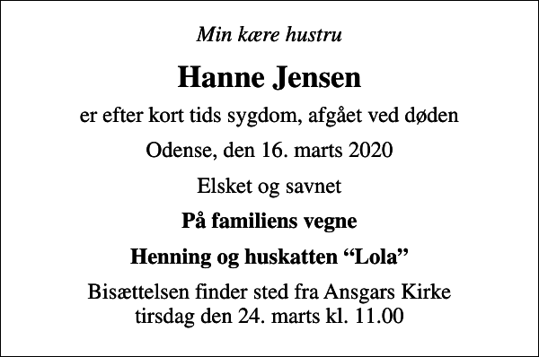 Hanne Jensen : afdøde.dk