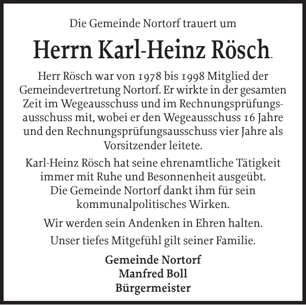 KarlHeinz Rösch Gedenken Norddeutsche Rundschau
