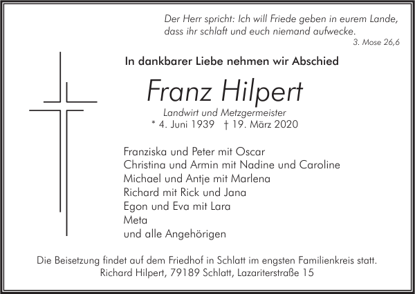 Franz Hilpert Nachruf Badische Zeitung