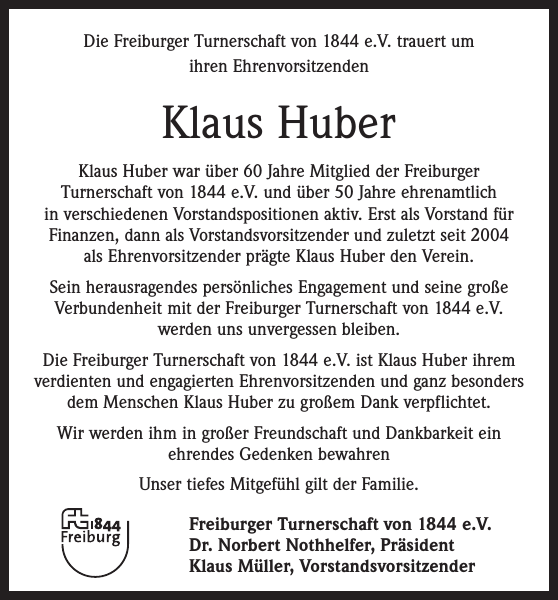 Klaus Huber Nachruf Badische Zeitung