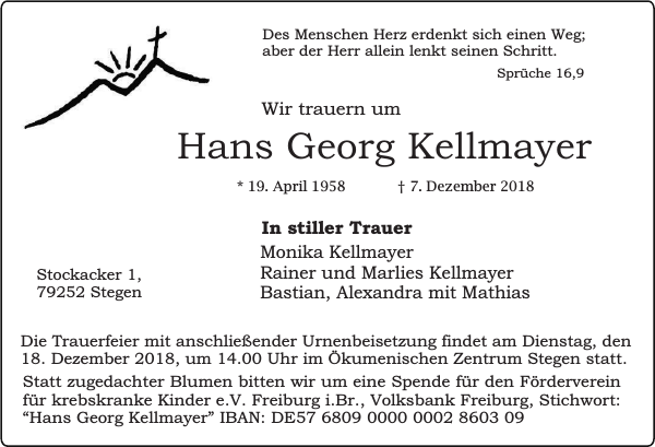 37+ Sprueche krebskranke menschen , Hans Kellmayer Traueranzeige Badische Zeitung