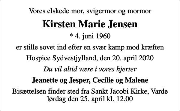 Kirsten Marie Jensen : afdøde.dk