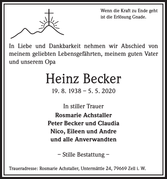 Heinz Becker Traueranzeige Badische Zeitung Heinz Becker Traueranzeige Badische Zeitung