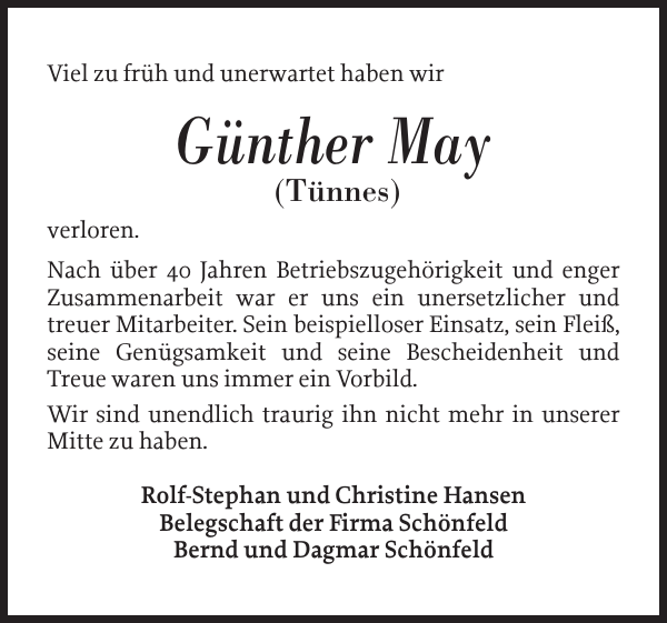 Günther May Gedenken Sylter Rundschau