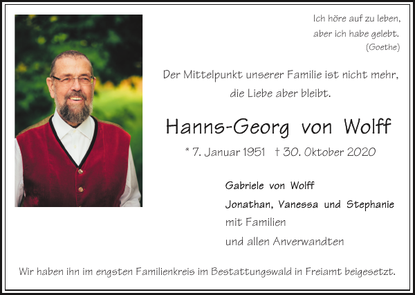 von Wolff Nachruf Badische Zeitung