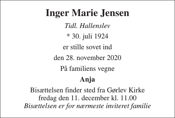 Inger Marie Jensen : afdøde.dk