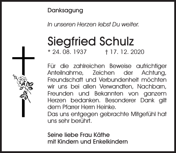 Siegfried Schulz Traueranzeige Sächsische Zeitung