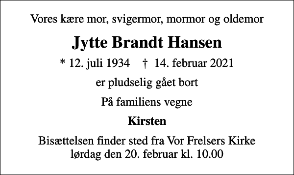 Jytte Brandt Hansen afdøde.dk