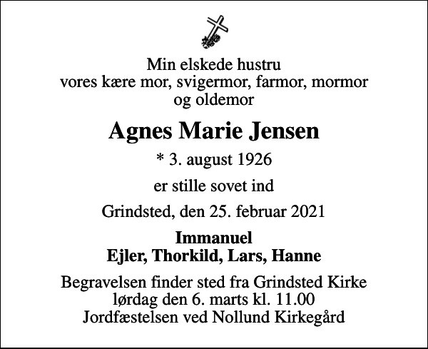 Agnes Marie Jensen : Afdøde.dk