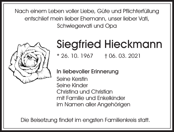 Siegfried Hieckmann Traueranzeige Sächsische Zeitung