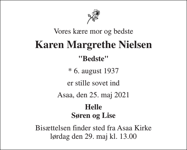 Karen Margrethe Nielsen : afdøde.dk