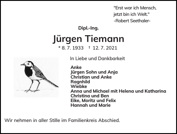 Jürgen Tiemann Gedenken Flensburger Tageblatt