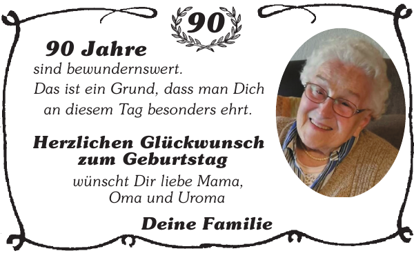 90 Jahre Herzlichen Glückwunsch Geburtstag Stader Tageblatt