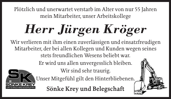 Jürgen Kröger Gedenken Norddeutsche Rundschau