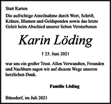 Anzeige für Karin Löding