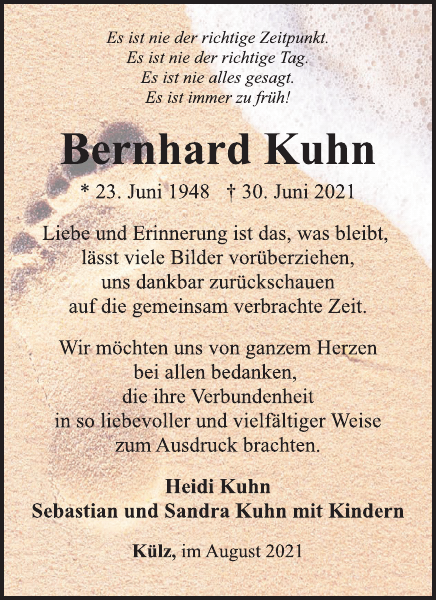 Bernhard Kuhn Gedenken Wochenspiegel