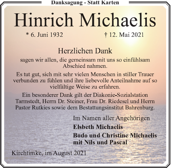 Danksagung : Danksagung : Nordsee-Zeitung