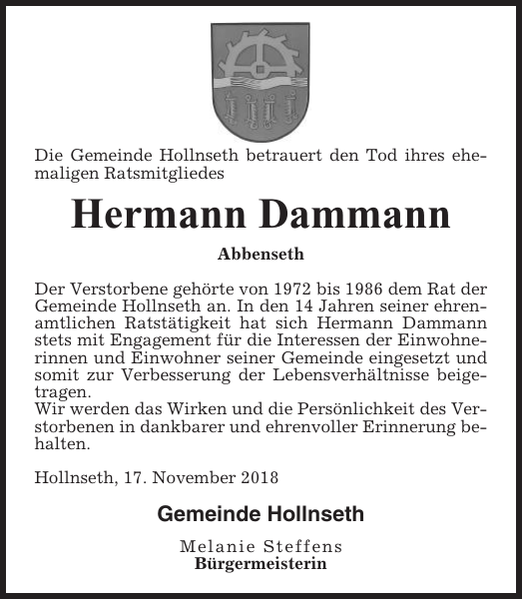 Hermann Dammann Gedenken Cuxhavener Nachrichten