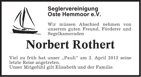 Norbert Rothert: Gedenken : Cuxhavener Nachrichten