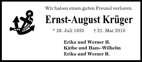 ErnstAugust Krüger Gedenken Cuxhavener Nachrichten