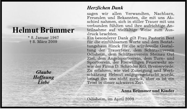 Helmut Brümmer Traueranzeige Cuxhavener Nachrichten