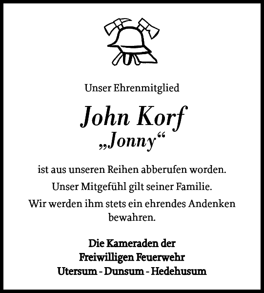 John Korf Gedenken Der InselBote