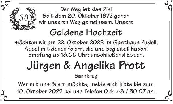 50 Goldene Hochzeit Jürgen und Angelika Prott Goldene Hochzeit