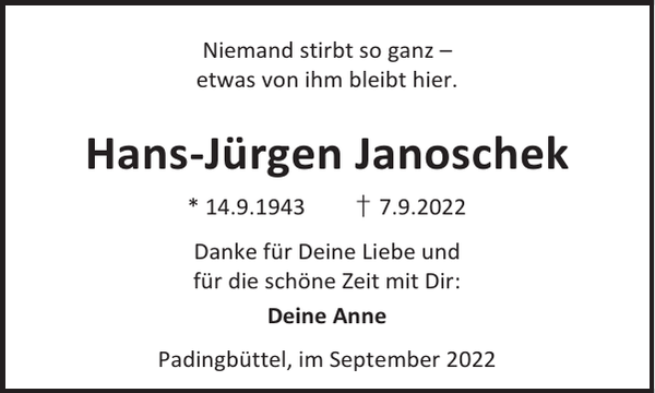 HansJürgen Janoschek Gedenken NordseeZeitung