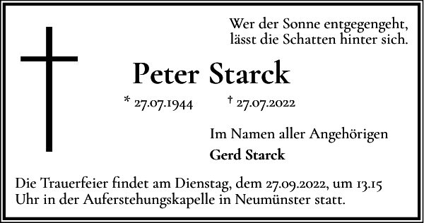 Peter Starck Traueranzeige Holsteinischer Courier