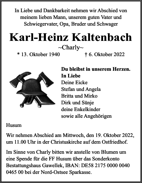 KarlHeinz Kaltenbach Gedenken Husumer Nachrichten