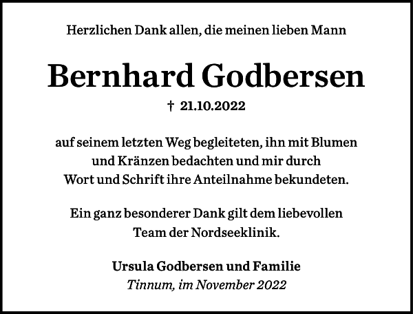 Bernhard Godbersen Danksagung Sylter Rundschau