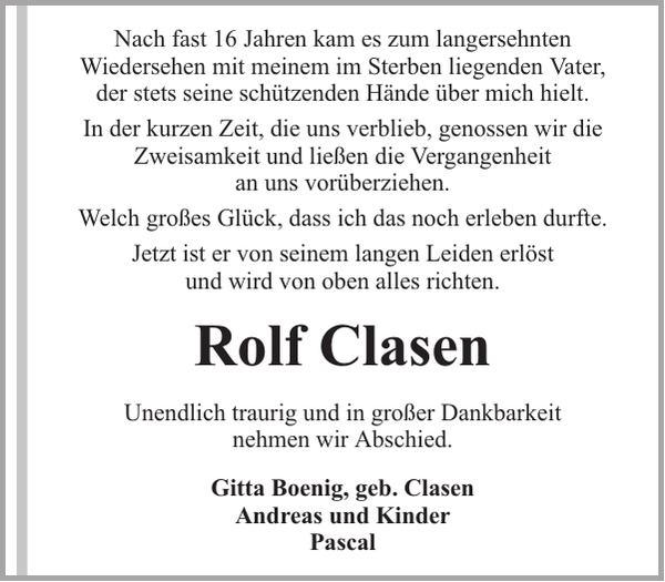 Rolf Clasen Nachruf NordseeZeitung