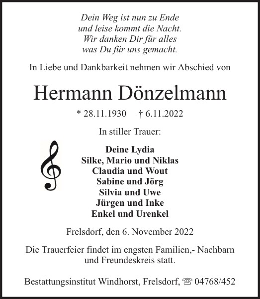 Hermann Dönzelmann Gedenken Nordsee Zeitung 