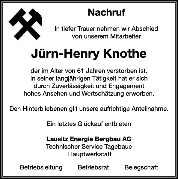 JürnHenry Knothe Traueranzeige Sächsische Zeitung