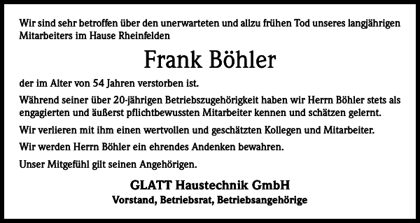 Frank Böhler Nachruf Badische Zeitung