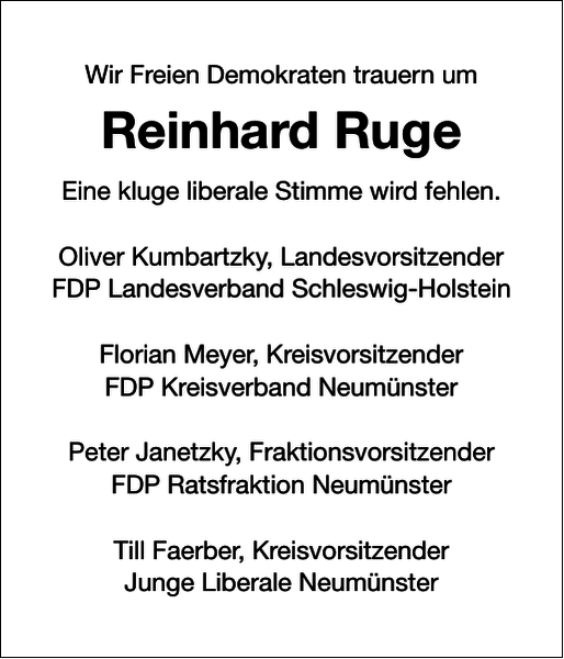Reinhard Ruge Gedenken Holsteinischer Courier