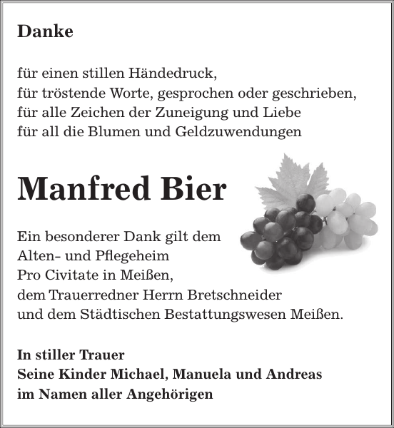 Manfred Bier Traueranzeige Sächsische Zeitung